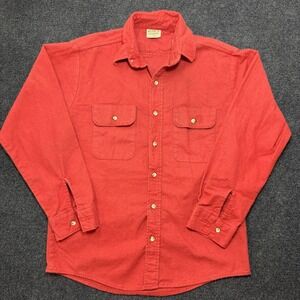Vintage Five Brothers Shirt Mens M Red Flannel Long Sleeve Button-Up Heavyweight